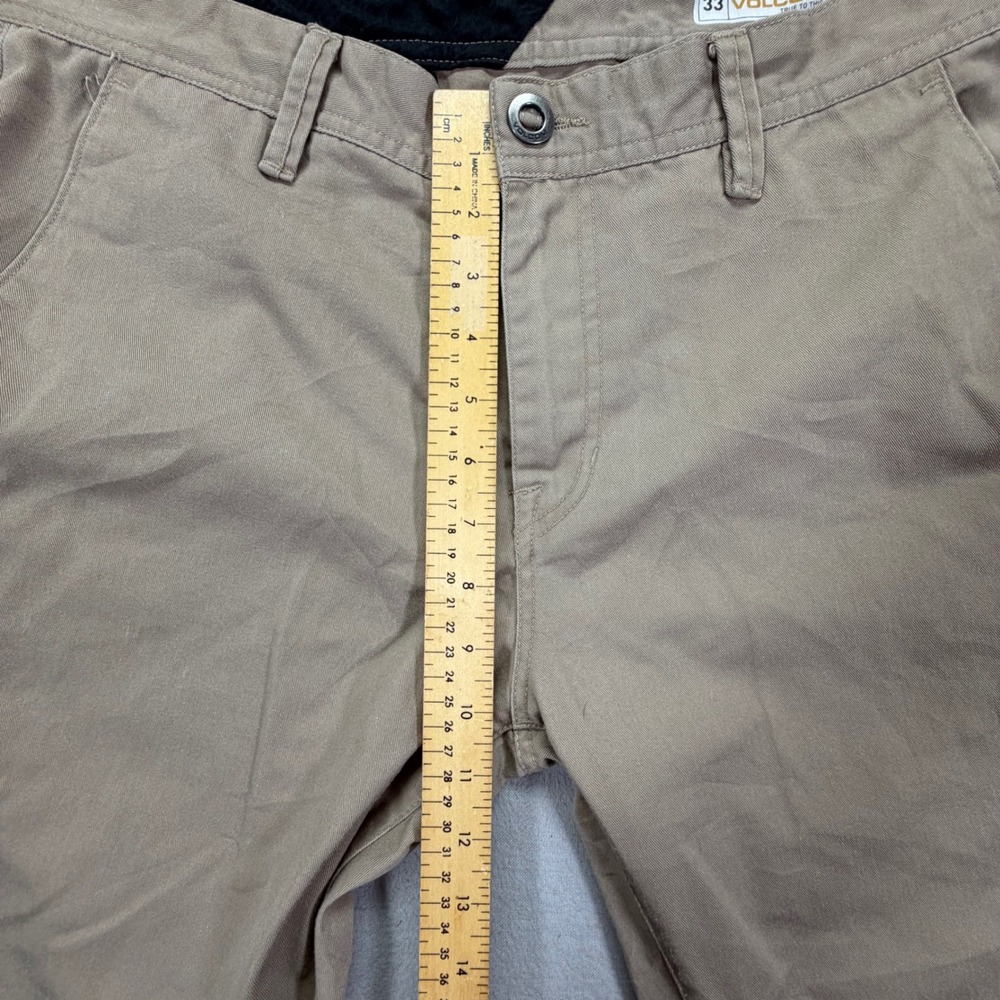 Volcom Mens Chino Pants Modern Fit Khaki Repreve Recycled Twill W33 - Picture 5 of 9